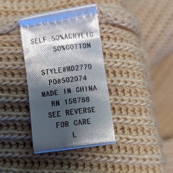 Anthropologie MABLE Sweater Dress Rib Knit Front Tie Beige Brown Size LG - Picture 7 of 8